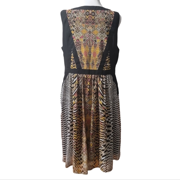 NWT Lane Bryant Size 14 1X Black & Multicolor Aztec Print Sleeveless Midi Dress - Picture 3 of 13